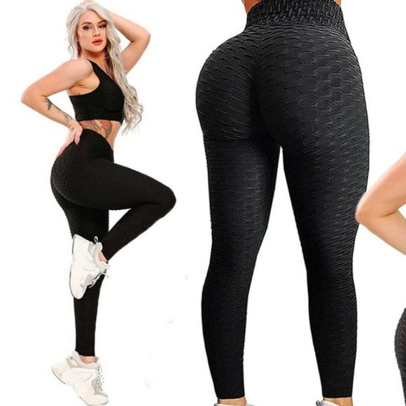 Womens Yoga Pants Anti-Cellulite Push Up Ruched High Waist Leggings Butt Lifting - Picture 16 of 16